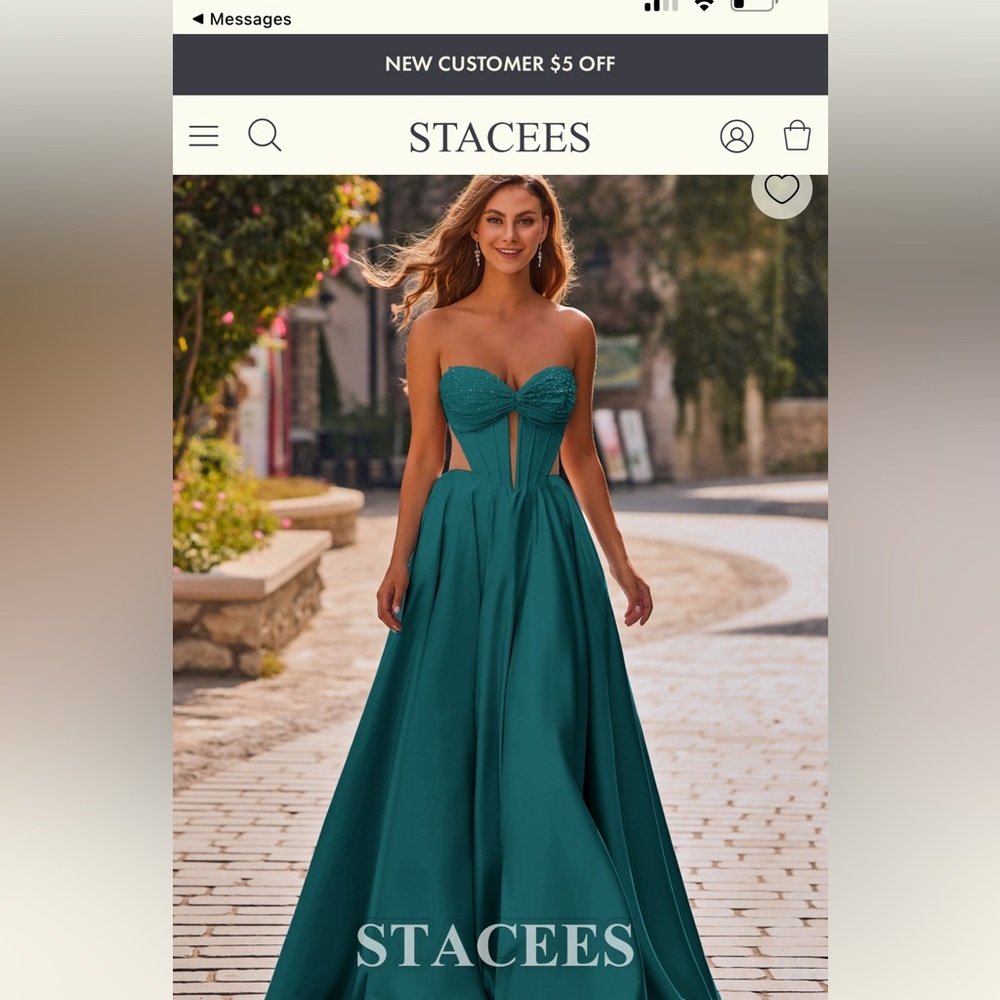 Elegant Peacock Strapless Prom dress -Never worn